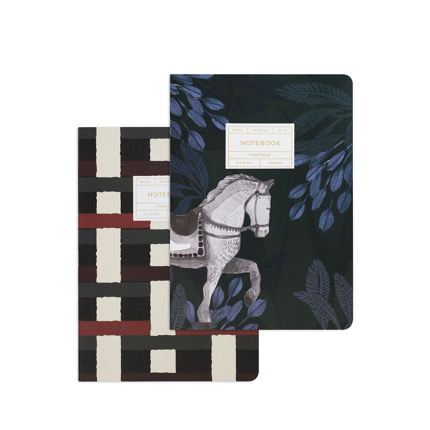 Horses-Interlace Brown Set of 2 Stitched Notebook