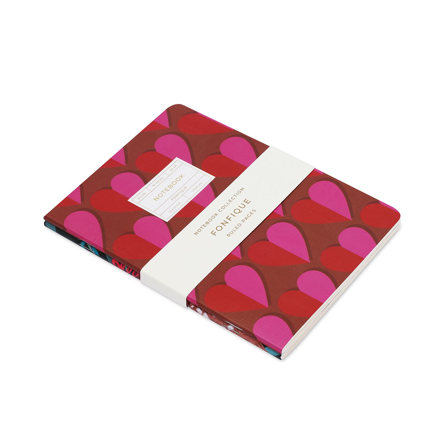 Gazelle-Retro Hearts Set of 2 Stitched Notebook