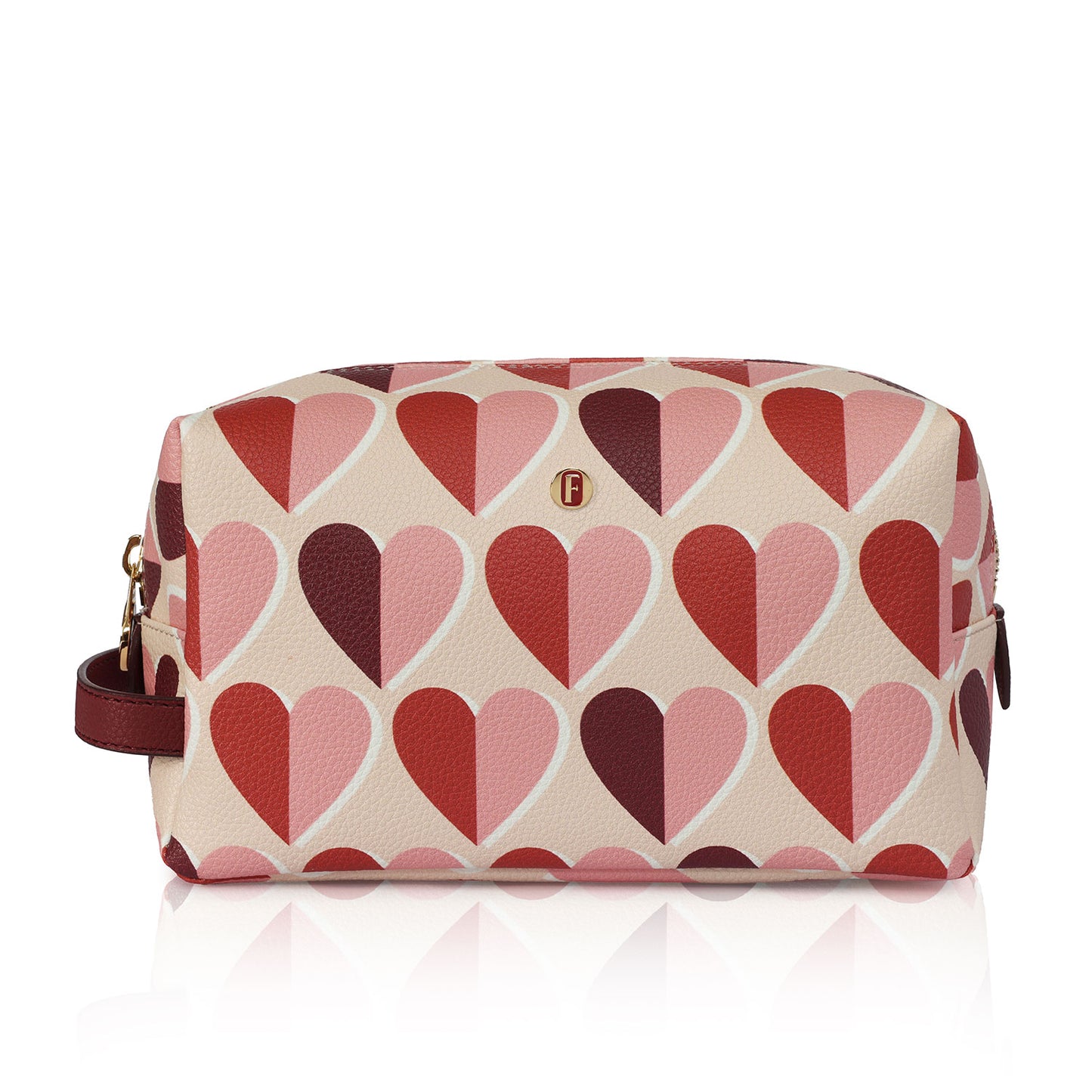 Bacio Make-up Bag in Retro Hearts Beige