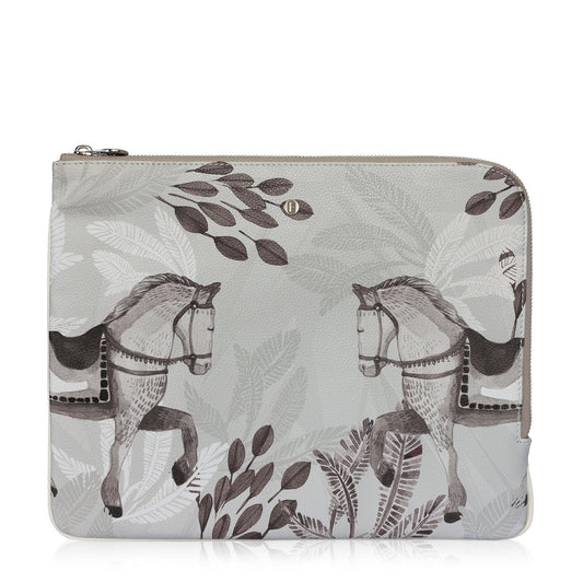 Brera Laptop Sleeve in Horses Gray