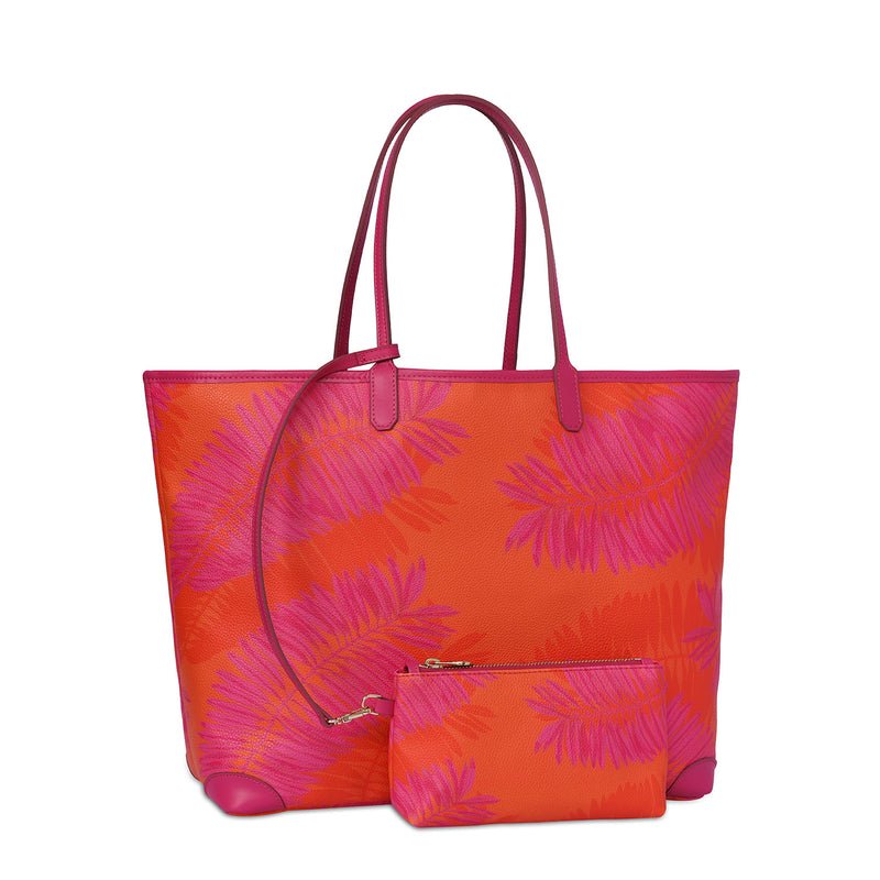 Carla XL Tote Bag Summer Palms Fuchsia