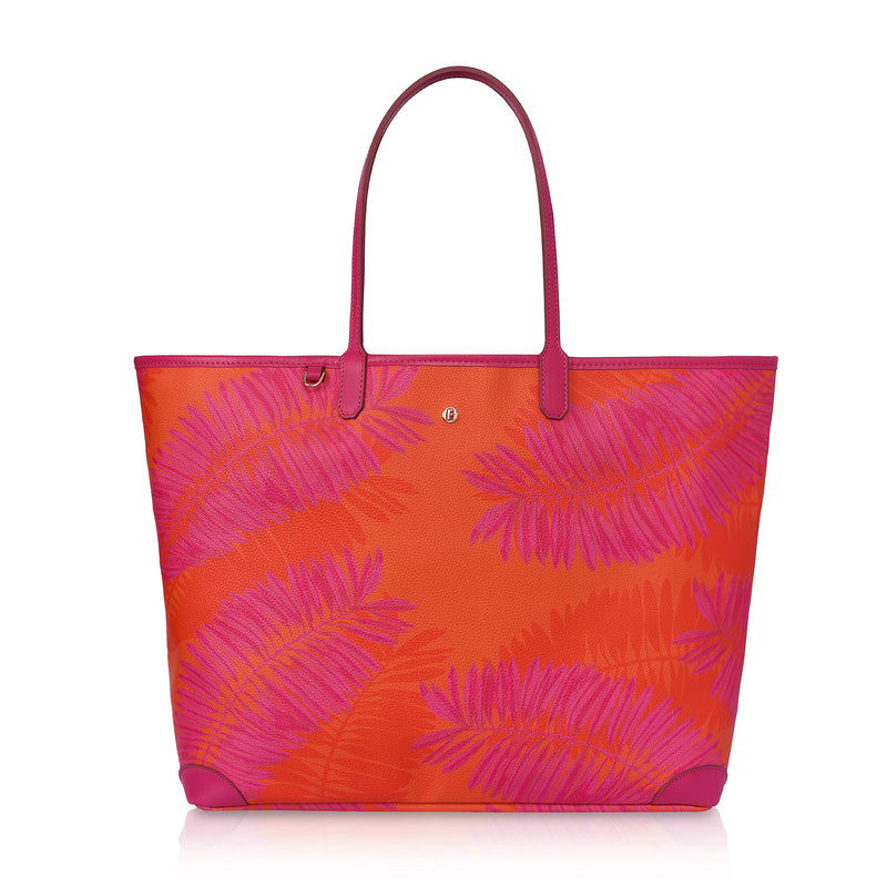 Carla XL Tote Bag Summer Palms Fuchsia