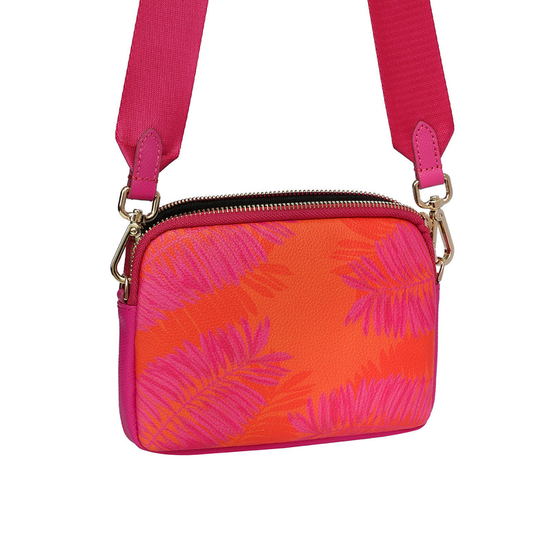 Scarlet Cross Body Bag Summer Palms Fuchsia